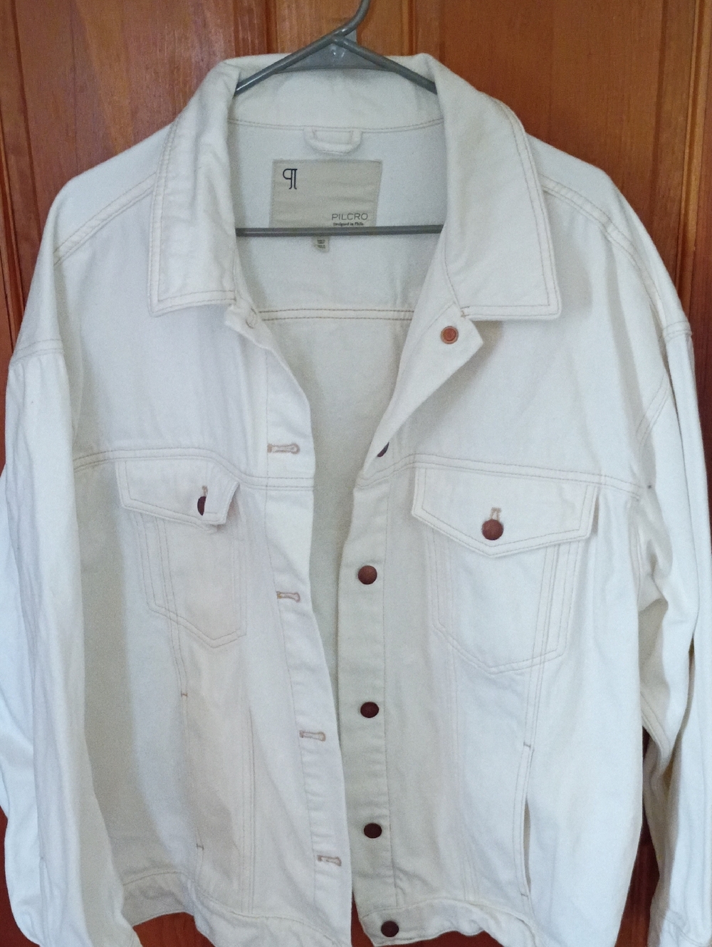 Pilcro Ivory Denim Trucker Jacket